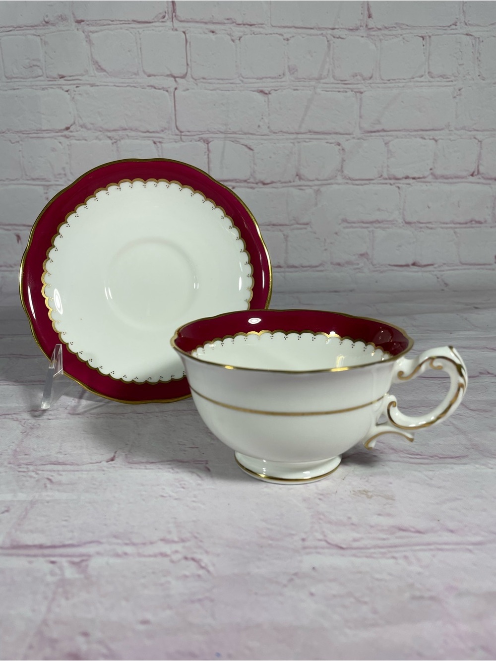 Vintage Royal Swansea The Coronation Bone China Footed Teacup and Saucer Set